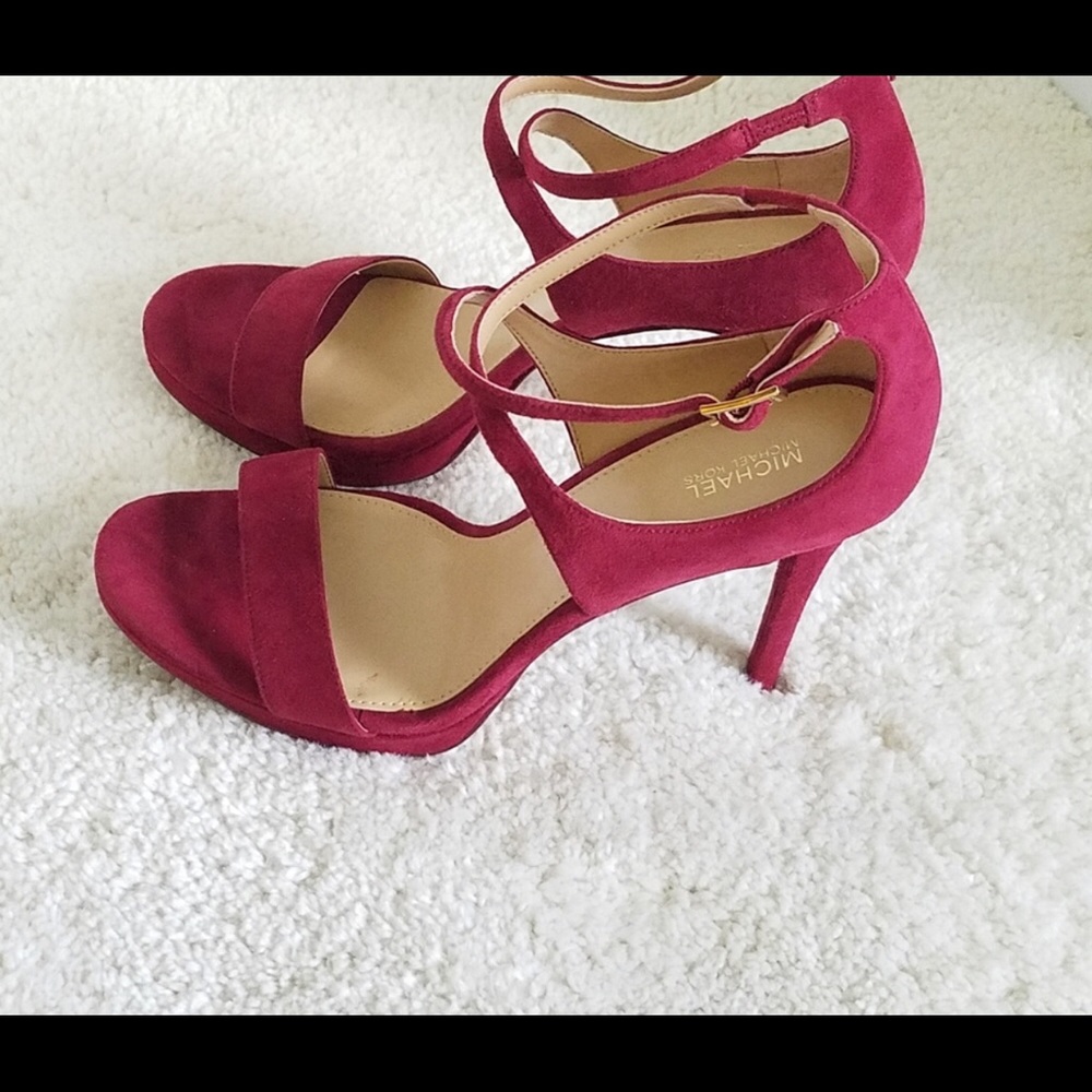 Michael Kors Faryn Burgundy Suede Sandals